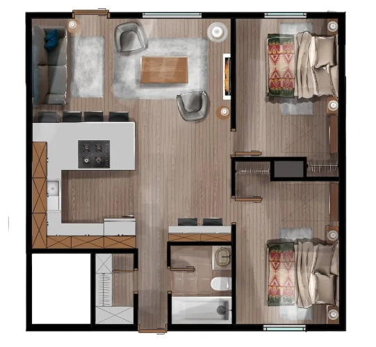 2 Bedrooms Suite with balcony