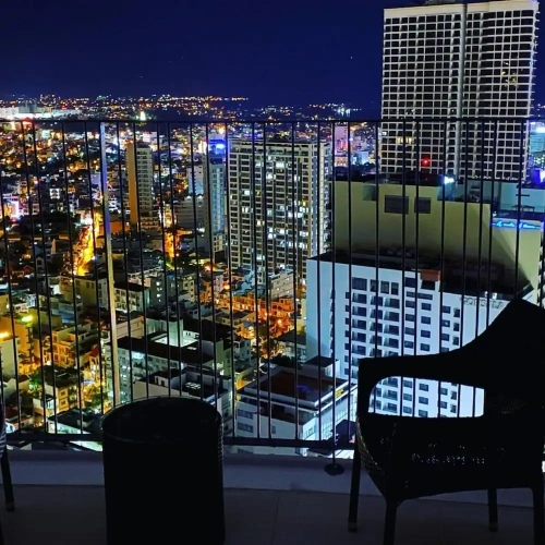 Family room with city view