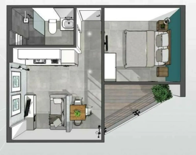 1 Bedroom Apartment with balcony and with mountain view