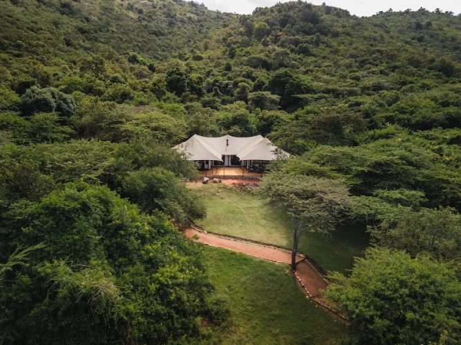 Tent with land view