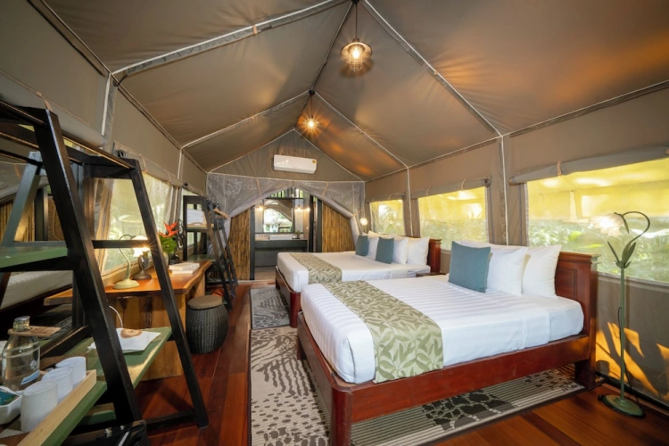 Tent with balcony