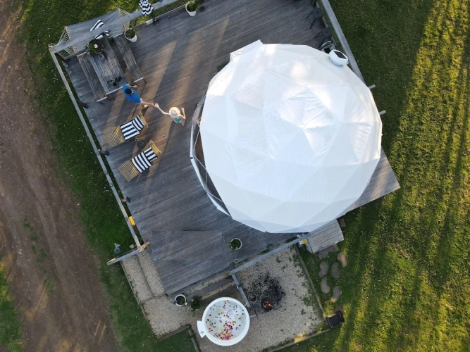 Tent with balcony