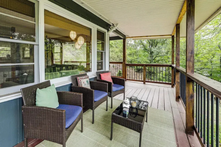 Deck + Fire Pit: Riverfront Sylva Getaway!