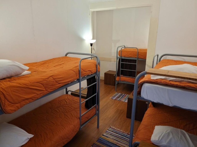 Bed in Dorm with balcony and with view