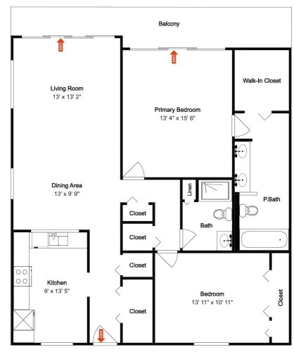 2 Bedrooms Standard room with balcony
