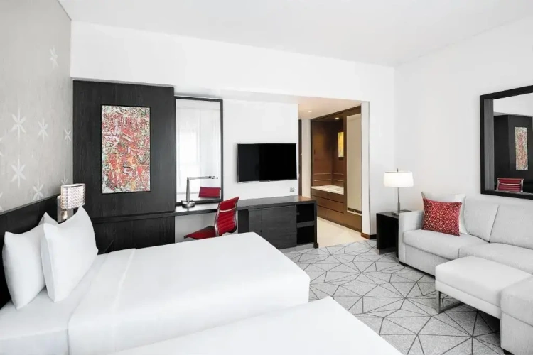 Twin room with pool view