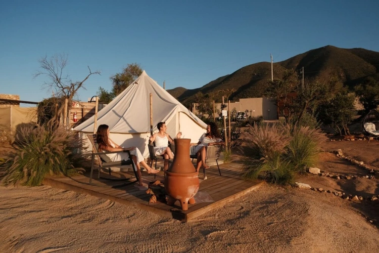 Tent with sunset view