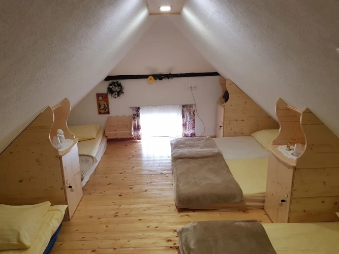 Bed in Dorm Attic with view