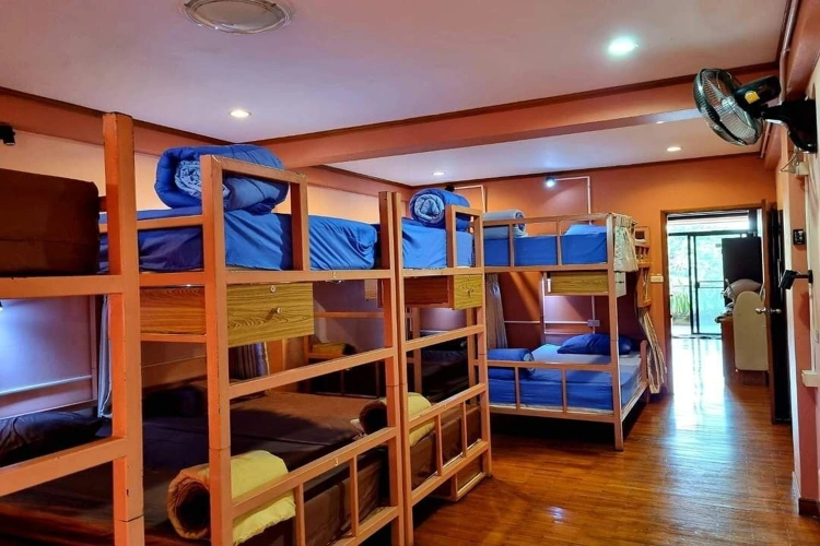 Bed in Dorm with balcony and with view