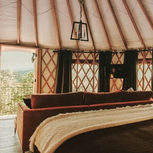 Tent with mountain view