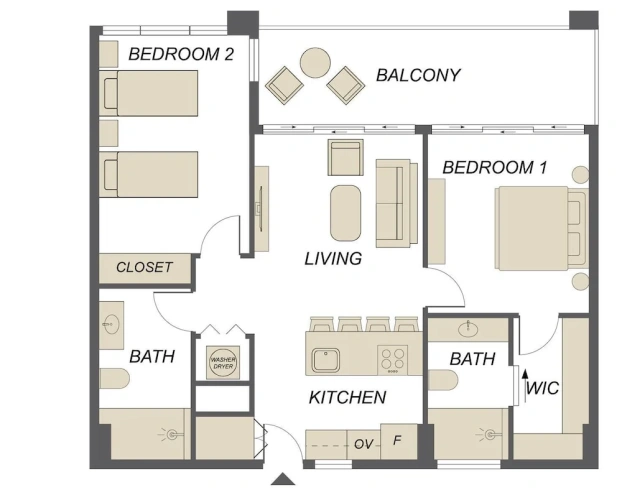 Apartment with balcony and with ocean view