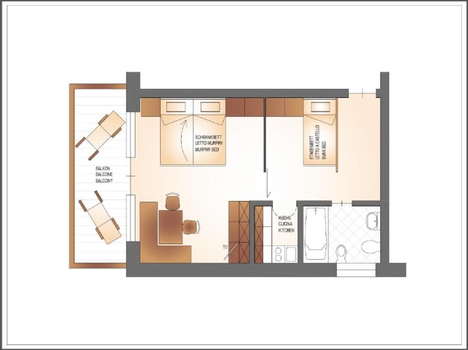 Studio with balcony