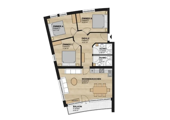3 Bedrooms Apartment