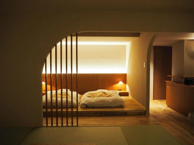 Deluxe Corner with Tatami Area Twin room with mountain view