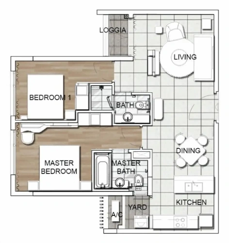 2 Bedrooms Comfort Apartment with courtyard view