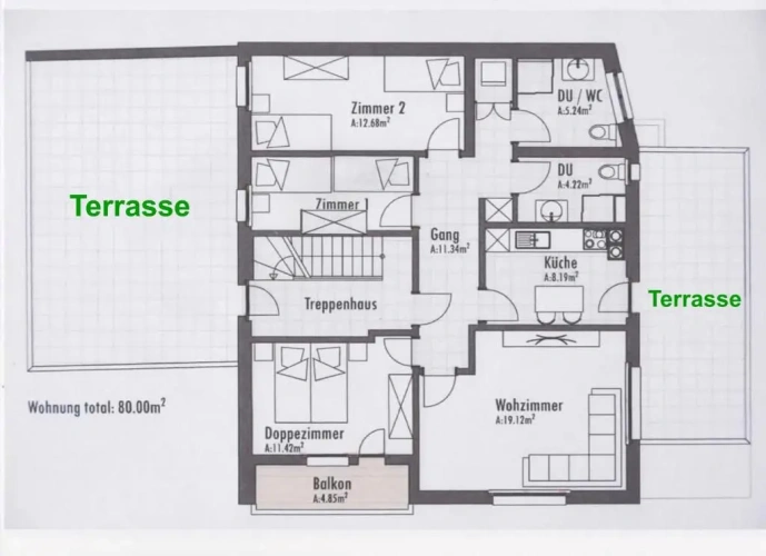 3 Bedrooms Double Apartment