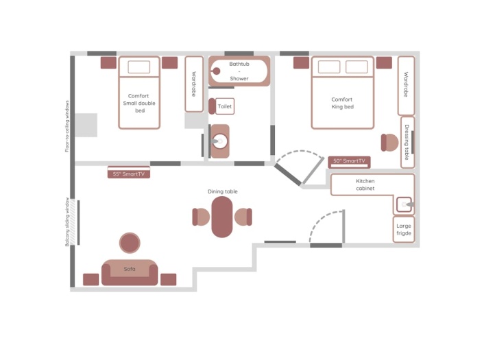 2 Bedrooms Family Suite with city view