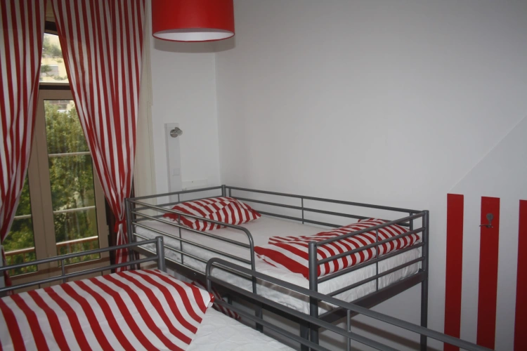 Bed in Dorm with balcony and with view