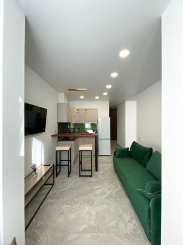 Фотография номера квартиры Апартаменты с кроватью 180 см, ванной и панорамными окнами, с 15 по 17 этаж