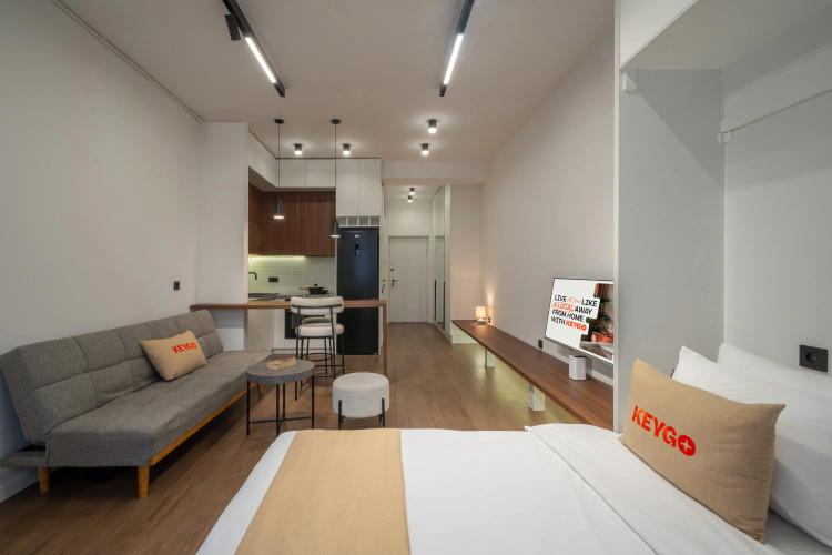 Фотография номера квартиры Апартаменты Студия KeyGo 0223 с видом на Мост Победы