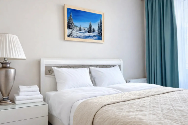 Фотография номера квартиры Апартаменты уютные АпартМари Пионерский: с видом на море, первая линия с выходом на пляж