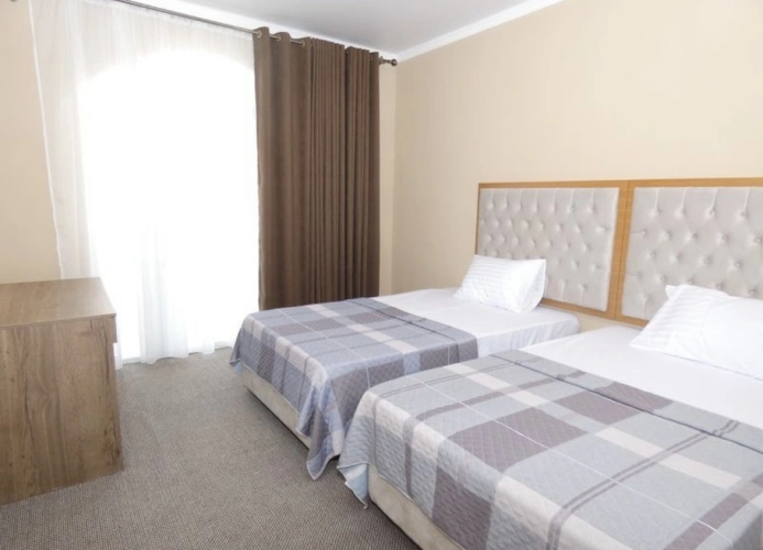 Comfort room with balcony and with pool view