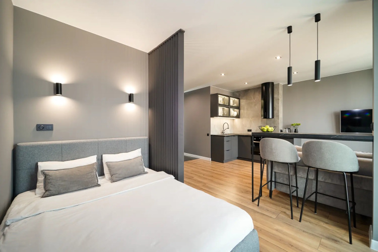 Фотография номера квартиры Квартира студия на сутки Студия в новостройке Минск Мир Быстрое заселение Wi-Fi Парковка