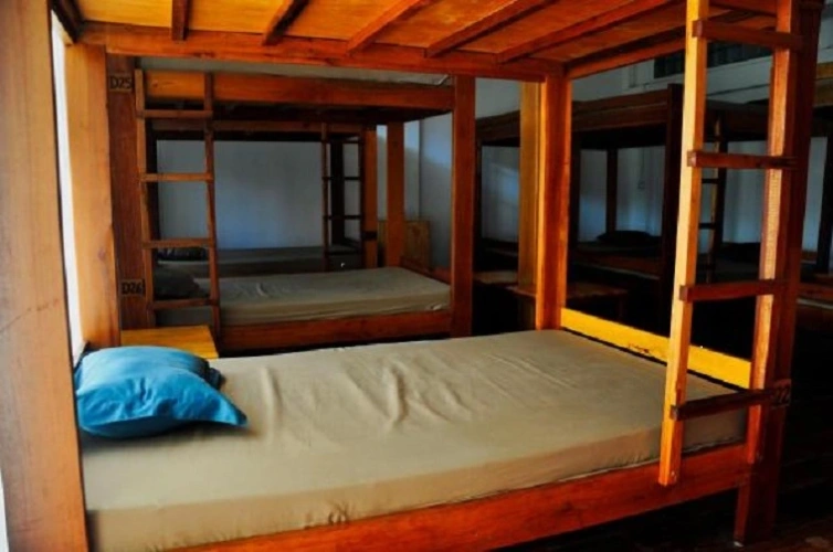 Bed in Dorm with balcony and with view