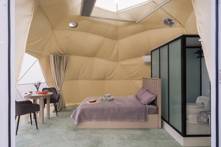 Tent with lake view