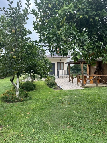 Cottage with balcony and with garden view