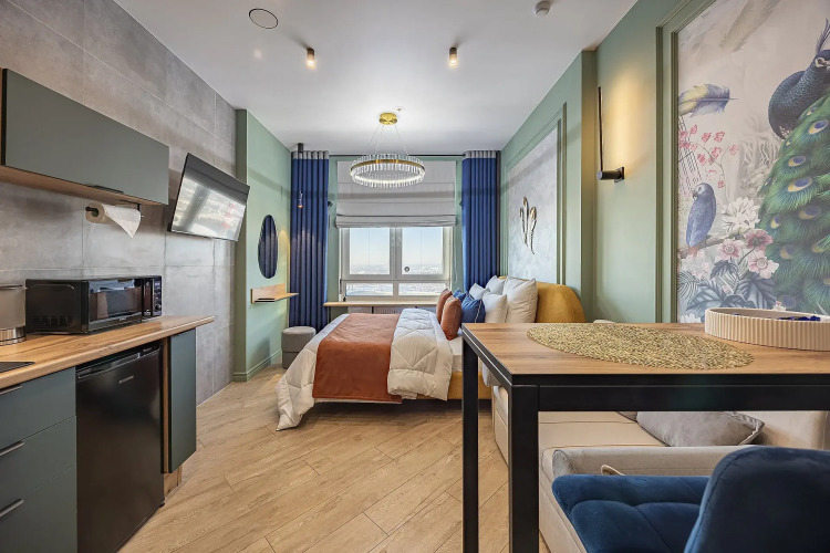 Фотография номера квартиры Апартаменты Как Дома с дизайнерским ремонтом в апарт-комплексе бизнес-класса