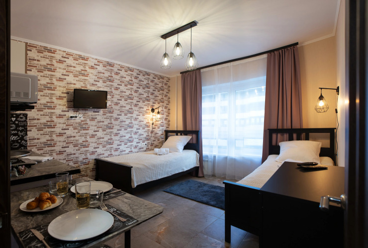 Фотография номера квартиры ElenaSweetHome на Домодедовской Квартира Лофт с двумя односпальными кроватями