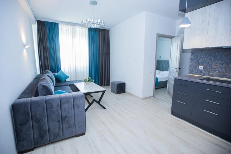 Blue Double Apartment with balcony and with mountain view