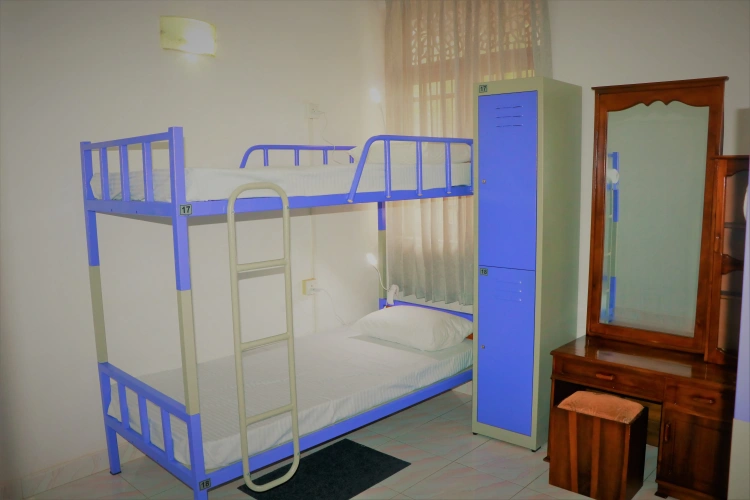Bed in Dorm (female dorm) with balcony and with view