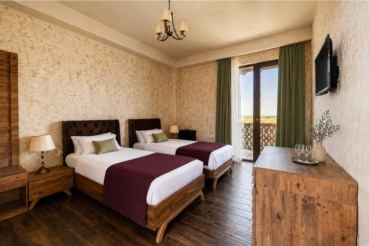 Twin room with mountain view