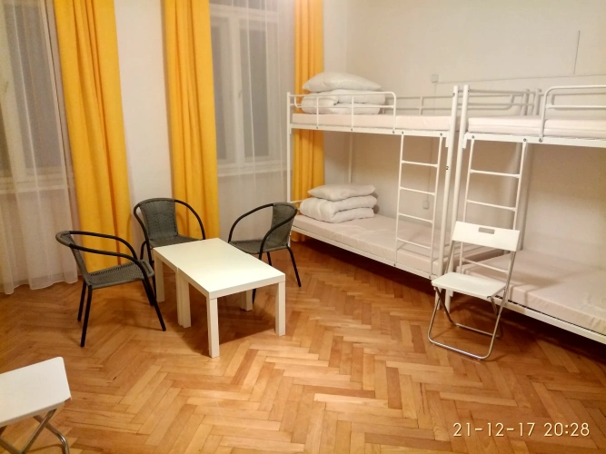 Bed in Dorm with balcony and with view