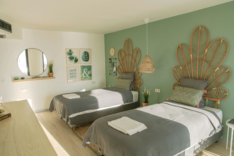 Twin room with balcony and with view