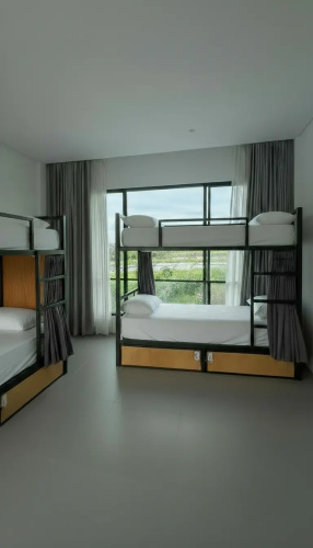 Bed in Dorm with balcony and with mountain view