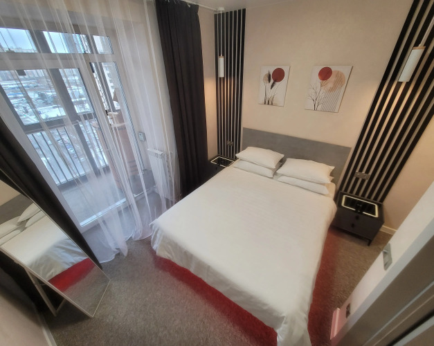 Фотография номера квартиры Квартира 2-комнатная с фитобочкой джакузи и панорамным видом в ЖК Scandis