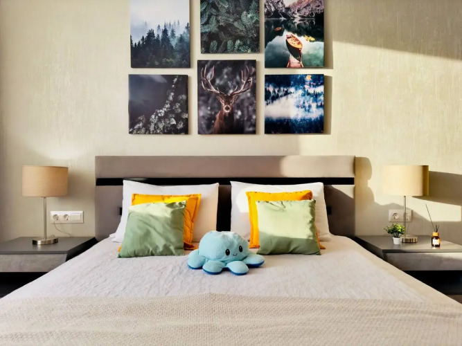 Фотография номера квартиры Апартаменты  Студия Комфорт с двуспальной кроватью и видом на Енисей