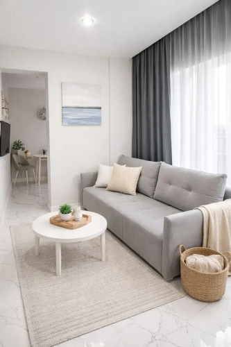 Фотография номера квартиры Апартаменты Мемфис Апарт с диваном,кухней и террасой