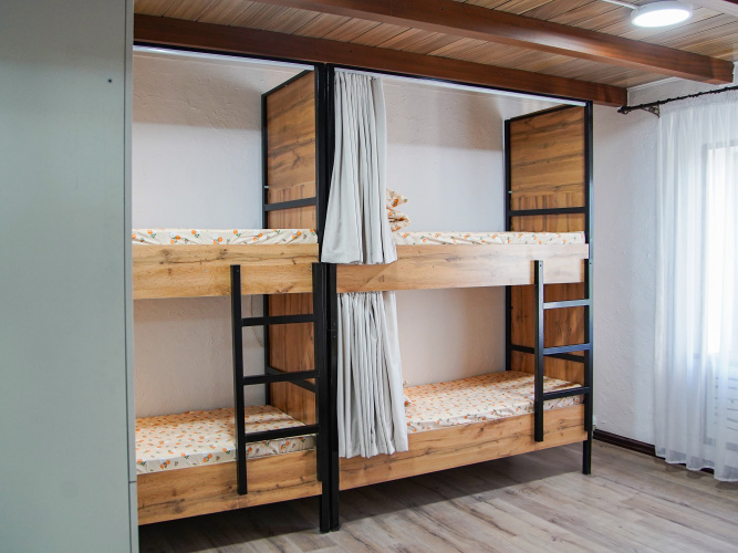 Bed in Dorm (male dorm) with balcony and with mountain view