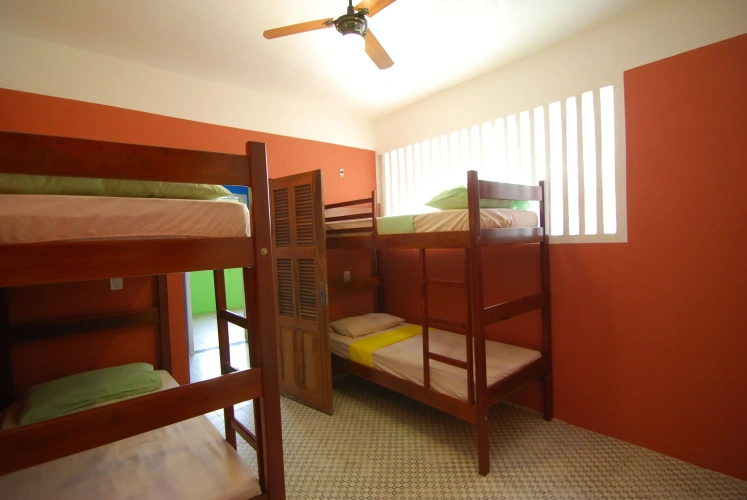 Bed in Dorm with balcony and with view