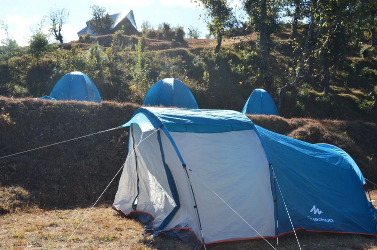Tent with mountain view