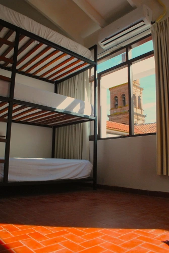 Bed in Dorm with city view