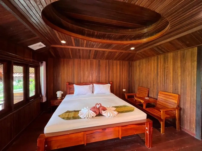 Double Bungalow Wooden Cottage with garden view