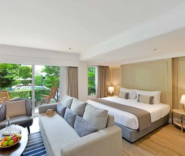 2 Bedrooms Pool Access Suite with Living area with balcony