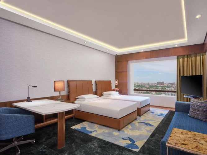 Twin room with pool view