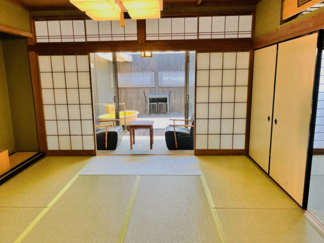 With open-air bath room