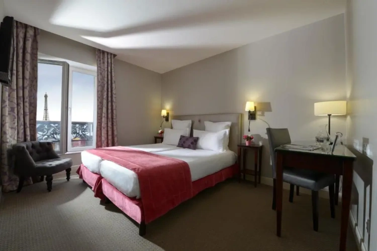 Double room view on Eiffel Tower